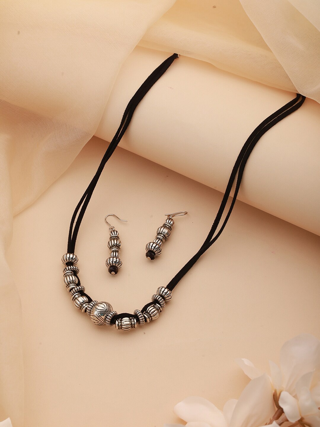 

Aadvik Designs Silver-Plated Beaded Jewellery Set
