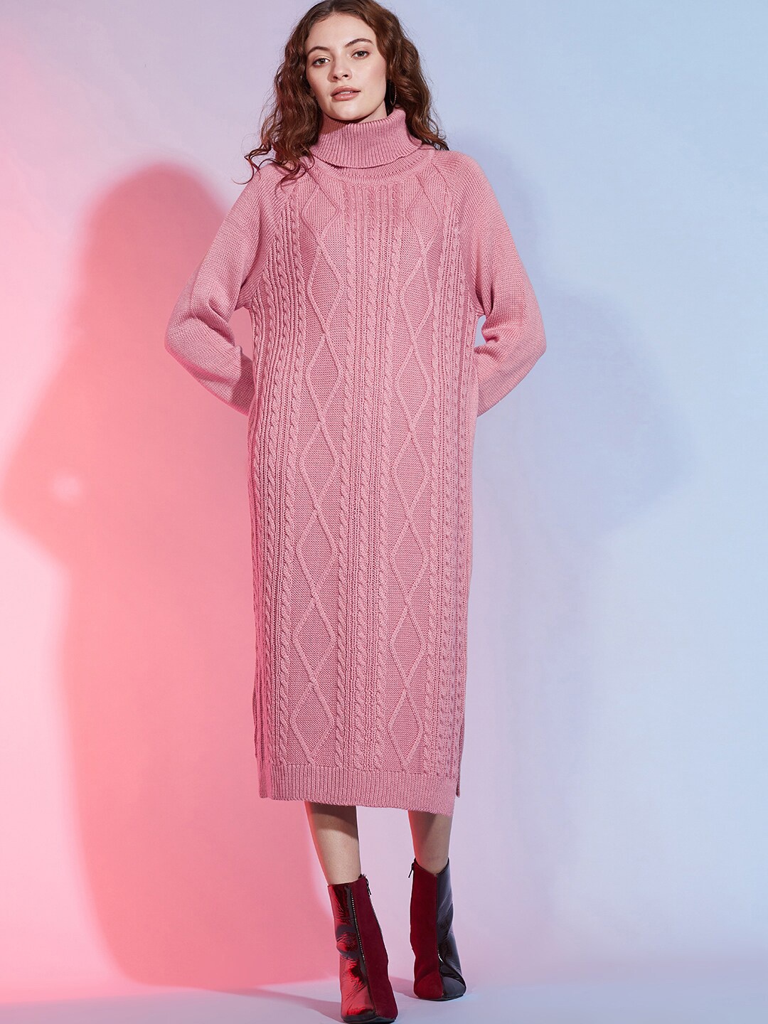 

DressBerry Self Design Acrylic A Line Dress, Peach