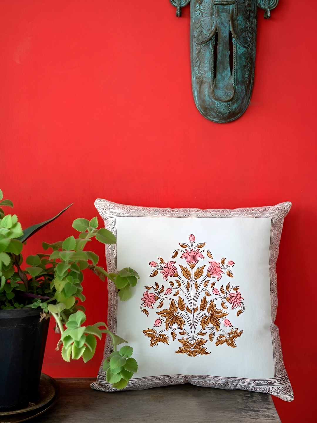 

ABSTRACT INDIA White Cotton Square Cushion Cover