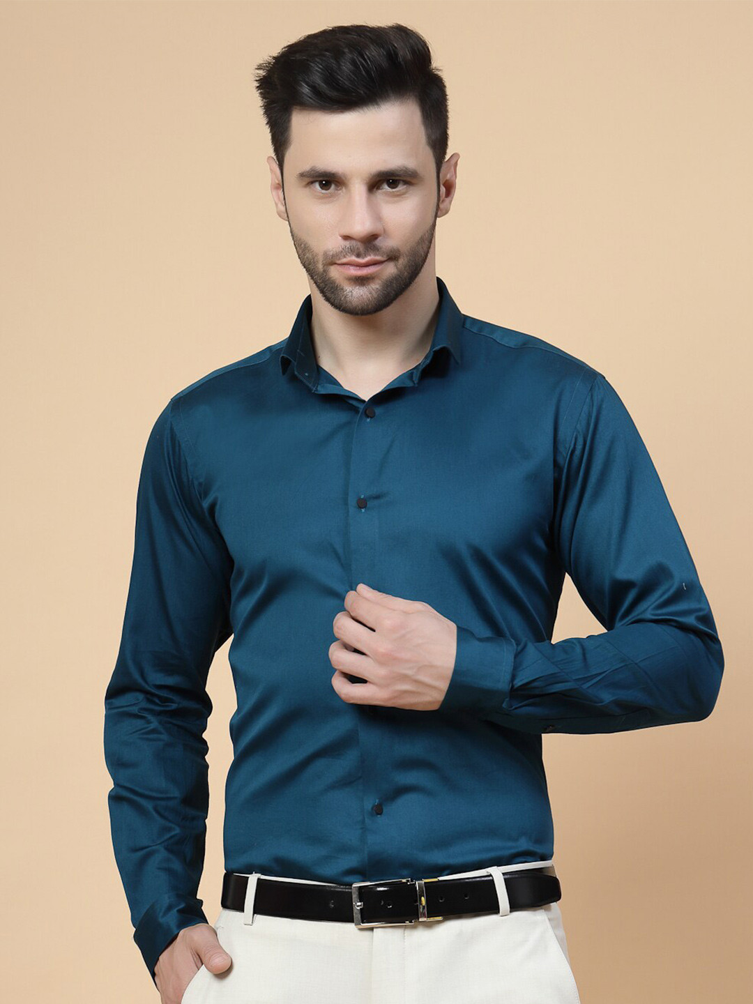 

JADEBERRY Standard Spread Collar Cotton Formal Shirt, Blue