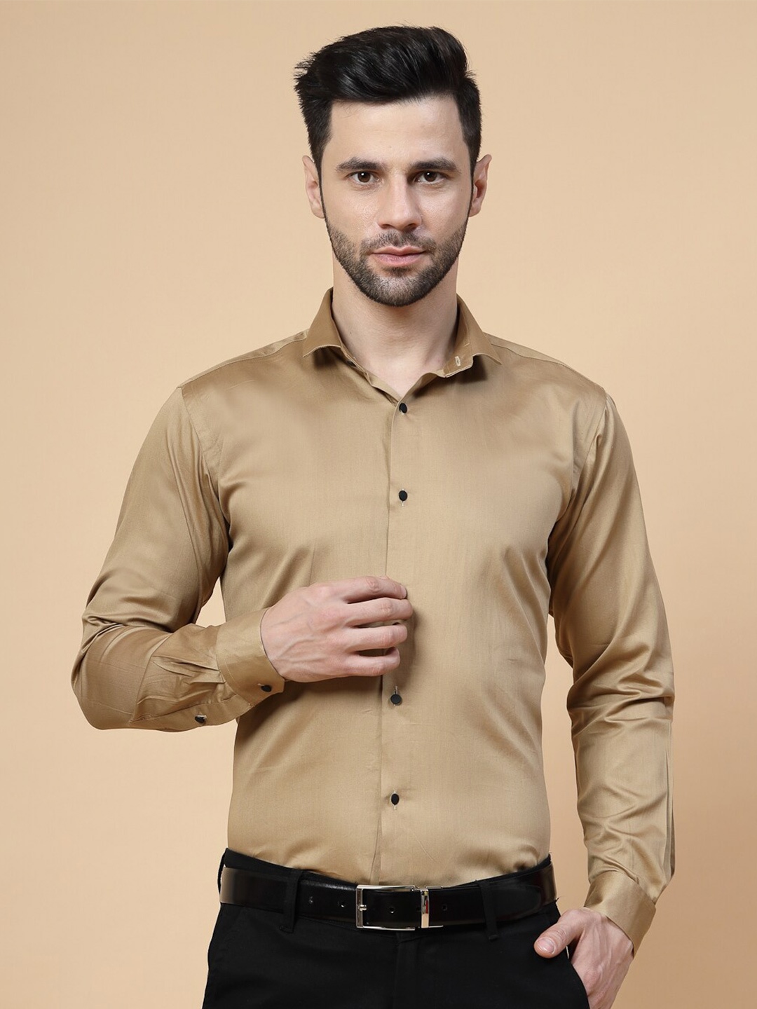 

JADEBERRY Standard Long Sleeves Cotton Formal Shirt, Brown