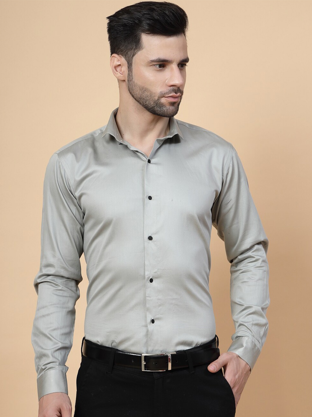 

JADEBERRY Standard Spread Collar Cotton Formal Shirt, Grey