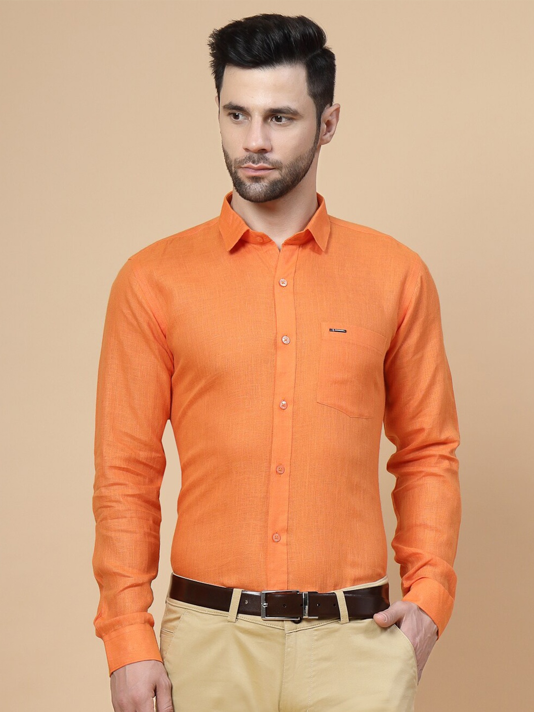 

JADEBERRY Standard Spread Collar Cotton Formal Shirt, Orange