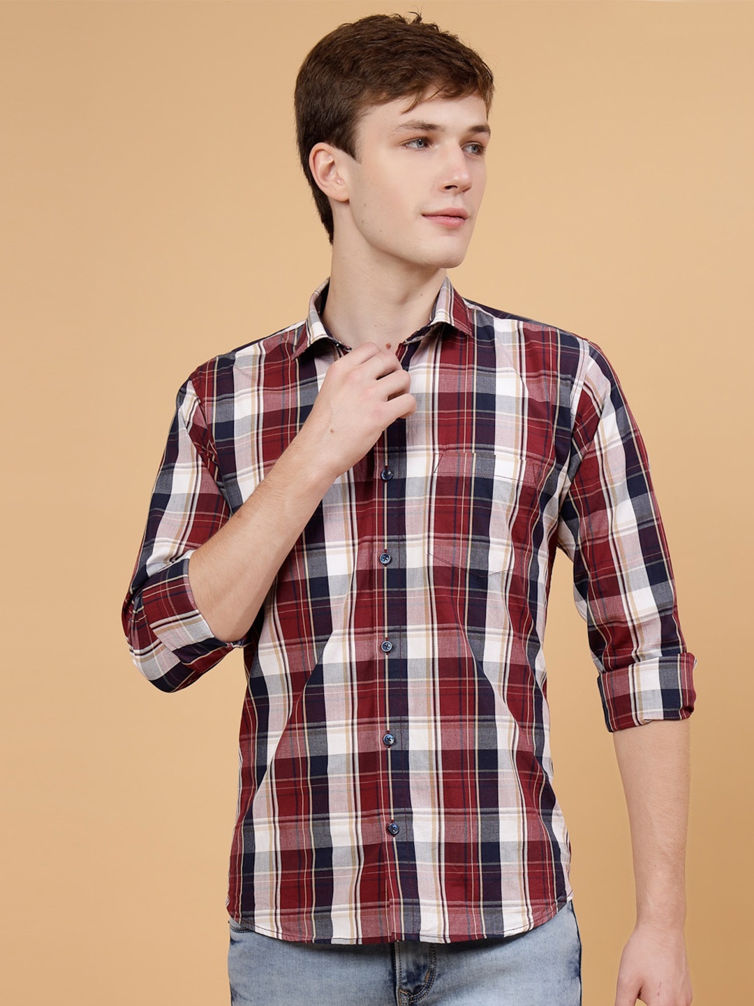 

JADEBERRY Standard Tartan Checked Cotton Casual Shirt, Multi
