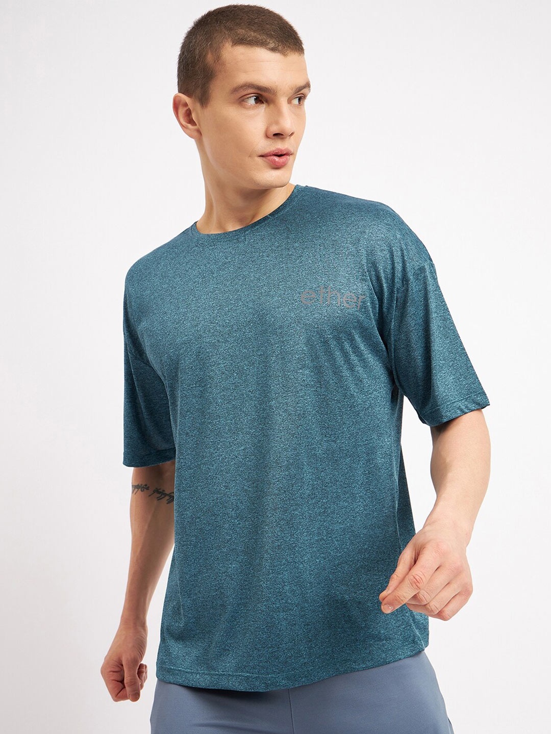 

ether Drop-Shoulder Sleeves Oversized T-shirt, Teal