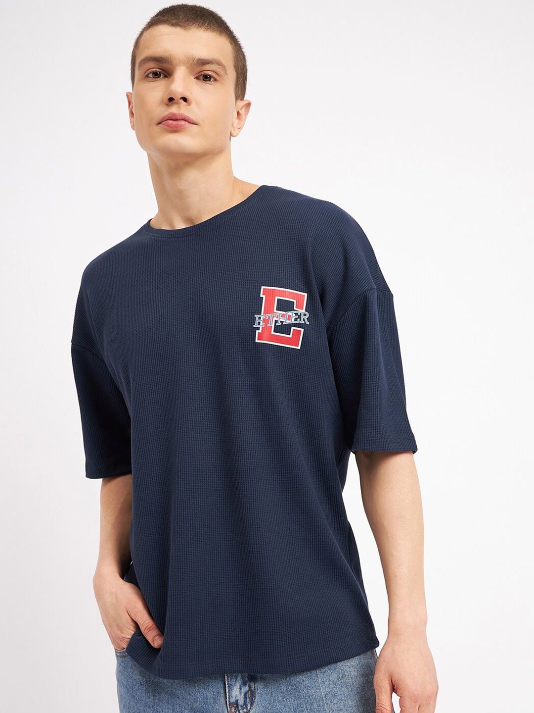 

ether Drop-Shoulder Sleeves Oversized T-shirt, Blue