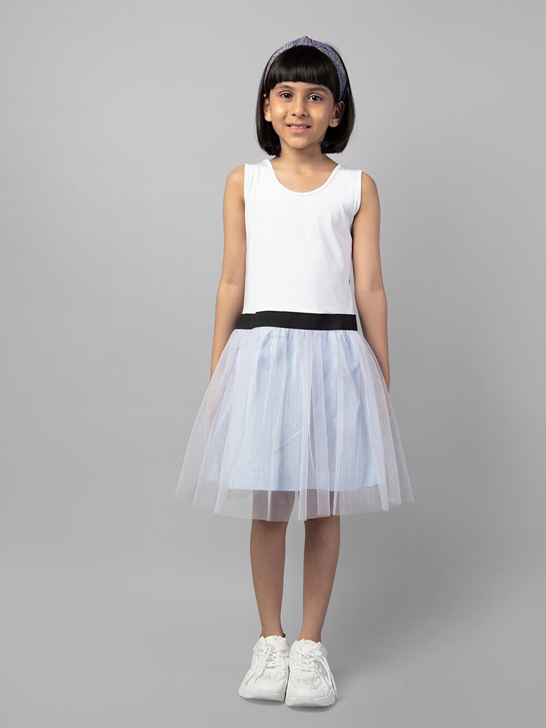 

ZIP ZAP ZOOP Girls Cotton Fit & Flare Dress, White