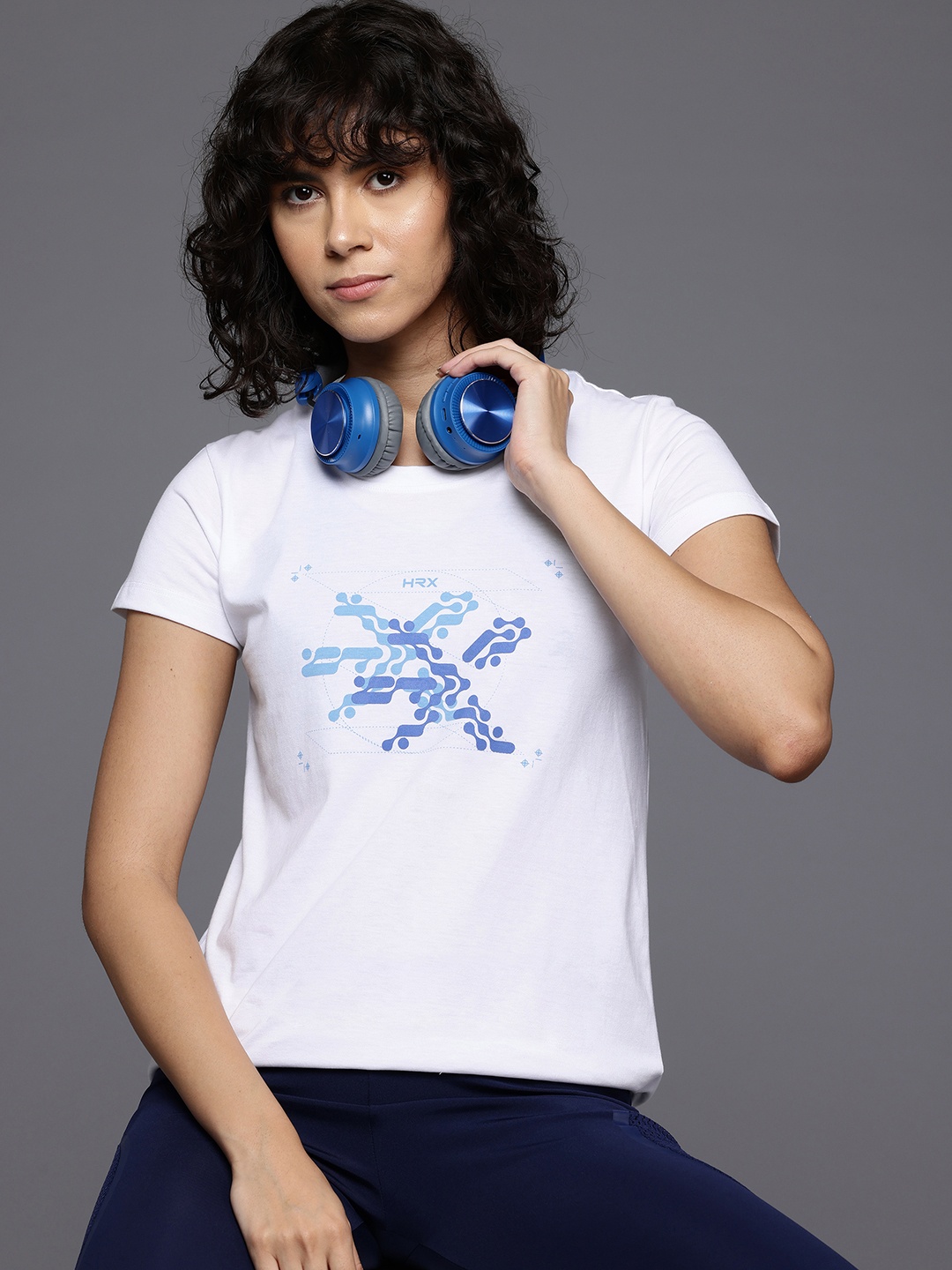 

HRX by Hrithik Roshan Round Neck Printed Casual T-shirt, White