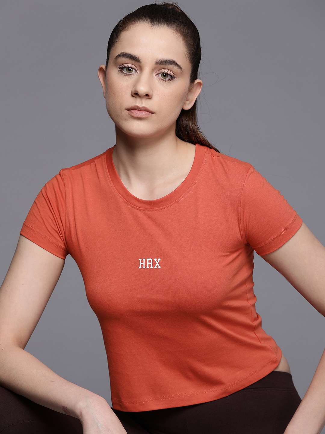 

HRX by Hrithik Roshan Slim Fit Lifestyle T-shirt, Rust