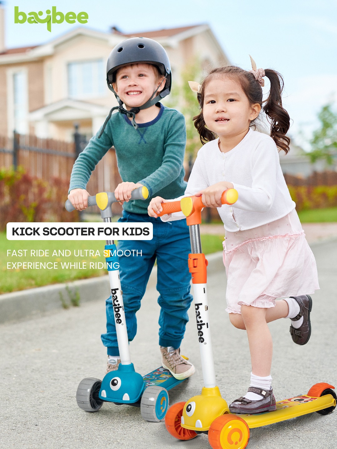 

BAYBEE Kids 3 Wheel Scooter Comes With 3 Preset Stages, Yellow