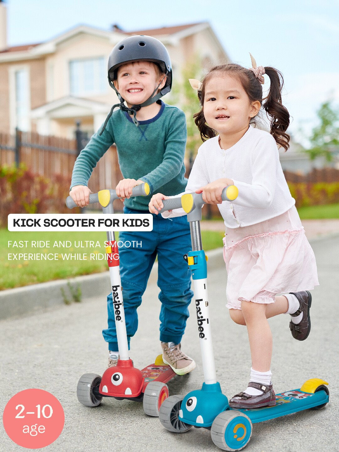 

BAYBEE Kids 3 Wheel Scooter Comes With 3 Preset Stages, Red