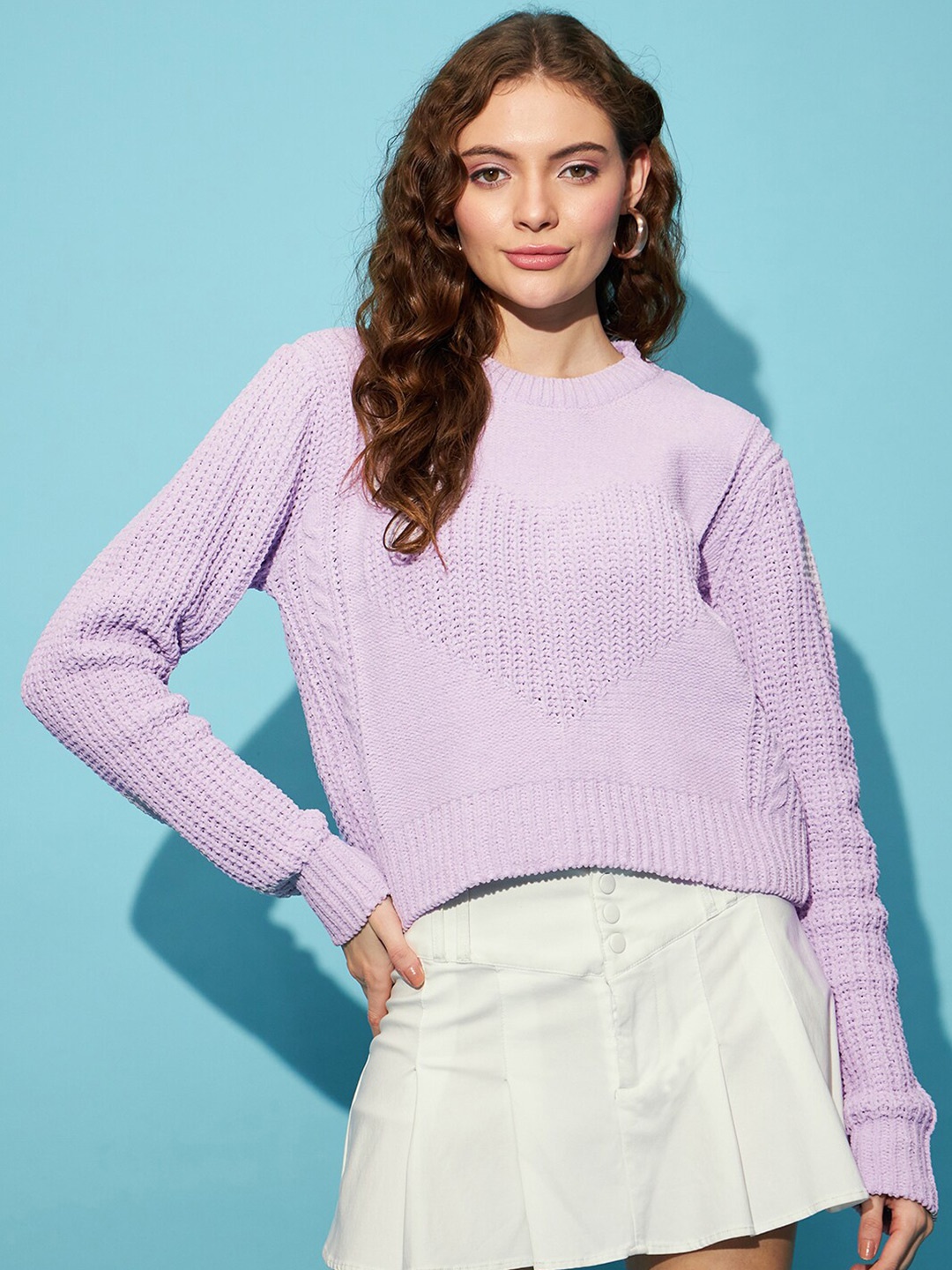 

STREET 9 Ribbed Acrylic Pullover, Lavender