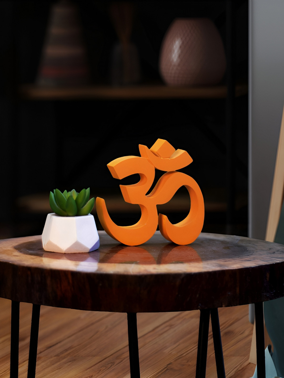 

Nukkad Tales Orange Wooden Curio Showpiece