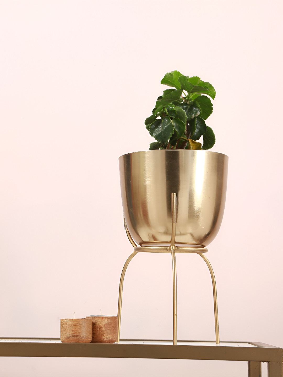

Manor House Gold-Tone Textured Planters With Stand