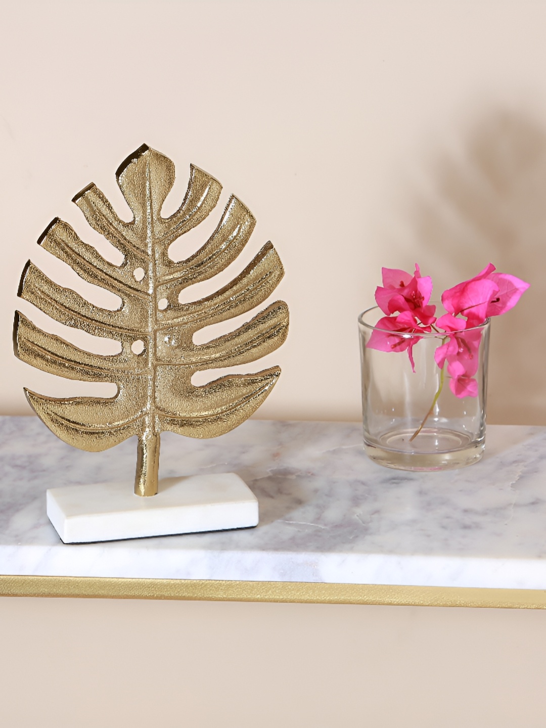 

Manor House Gold-Toned & White Leaf Sculpture With Marble Base Showpiece