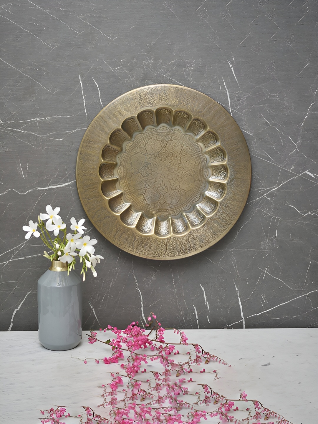 

Manor House Beige Medha Etched Wall Plate Decor