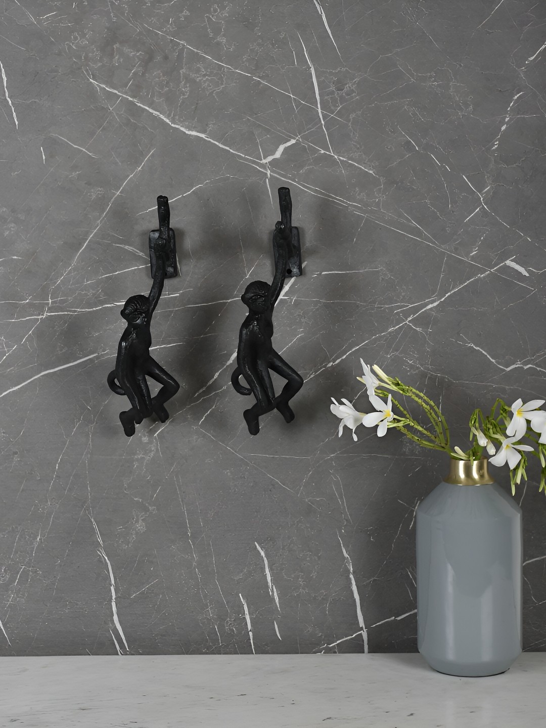 

Manor House Black 2 Pieces Monkey 3D Wall Hanging Decor