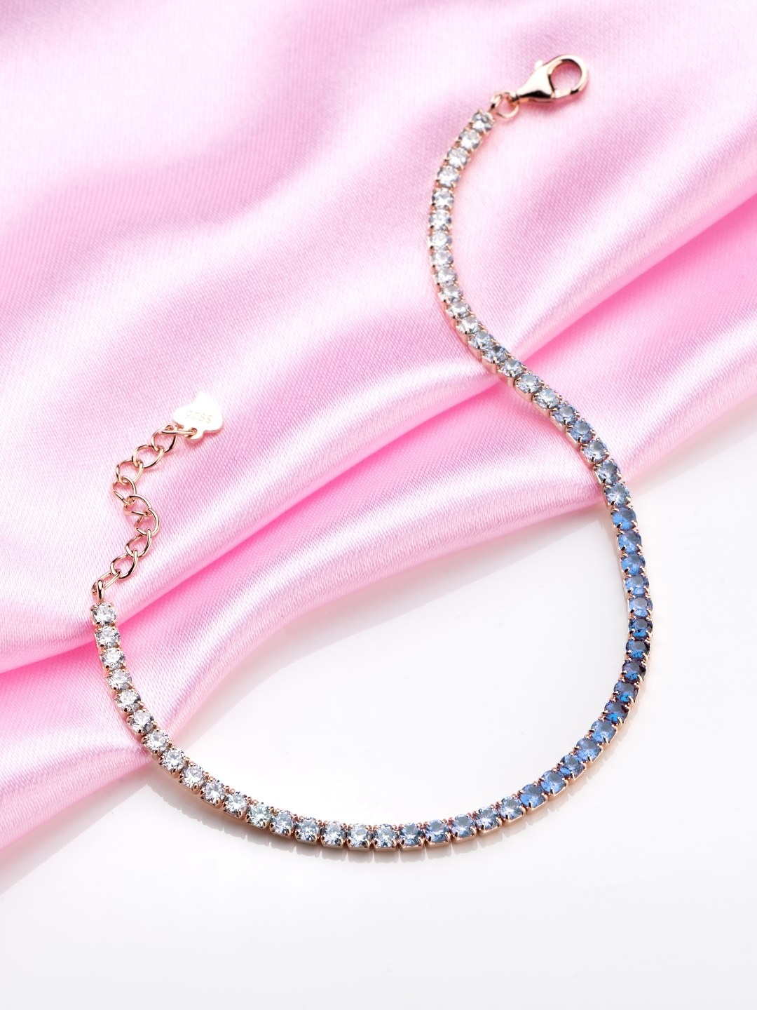 

Zavya Women 925 Sterling Silver CZ-Studded Rose Gold-Plated Charm Bracelet