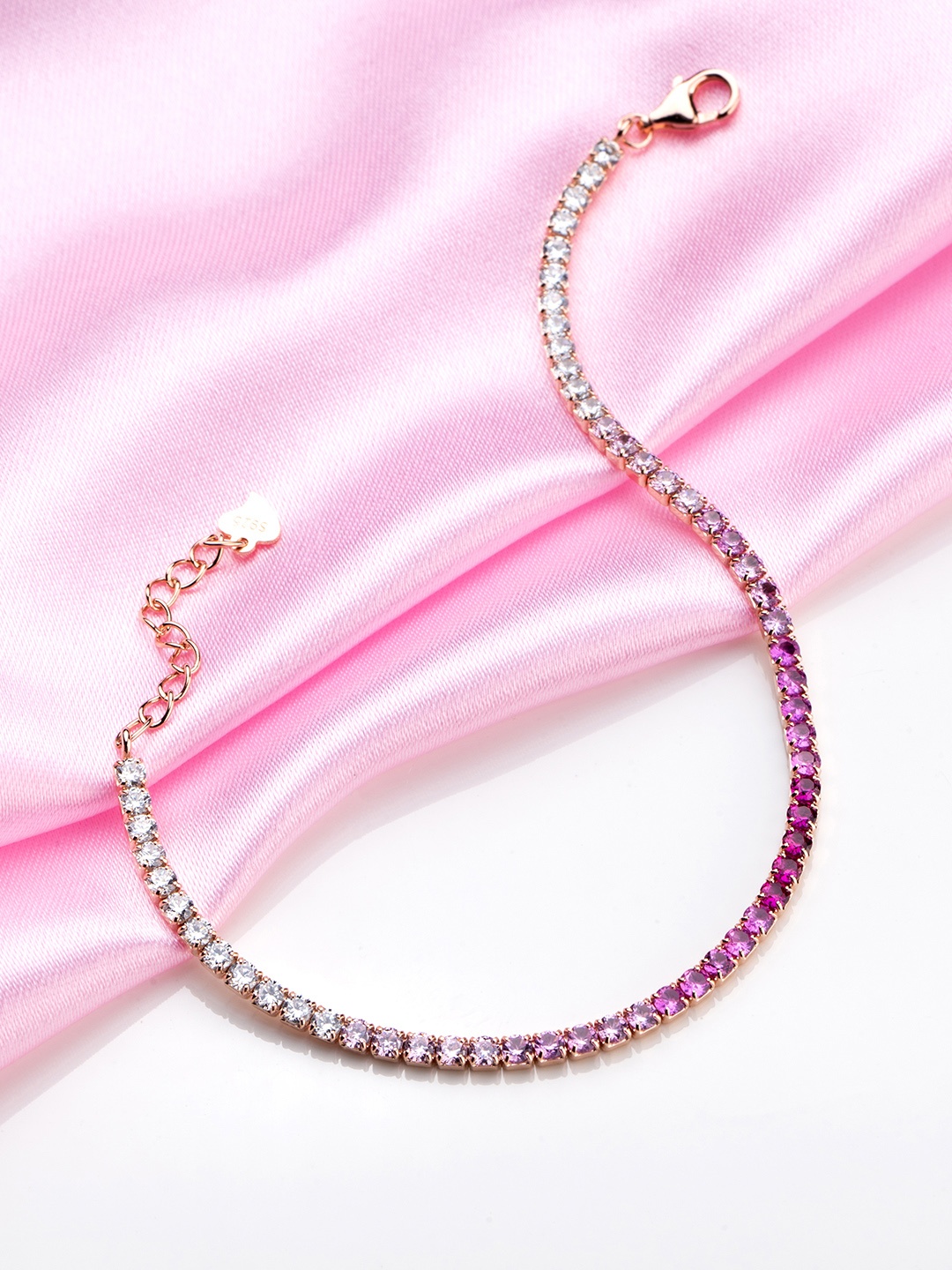

Zavya Women 925 Sterling Silver CZ-Studded Rose Gold-Plated Charm Bracelet