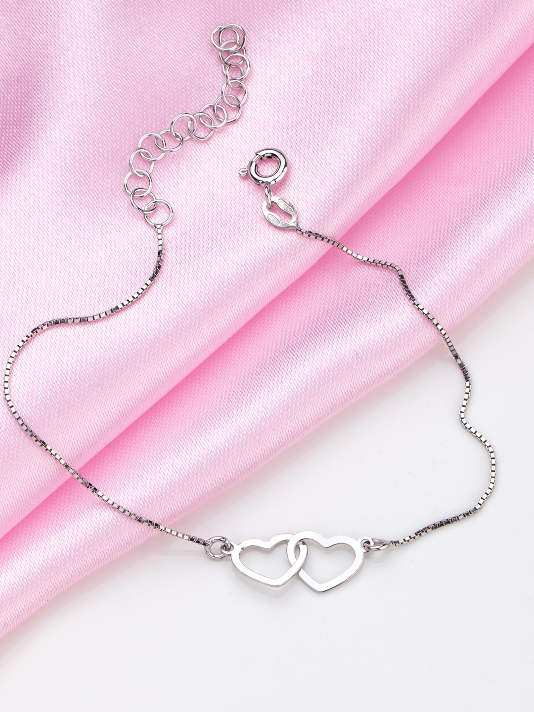 

Zavya Women 925 Sterling Silver Rhodium-Plated Charm Bracelet