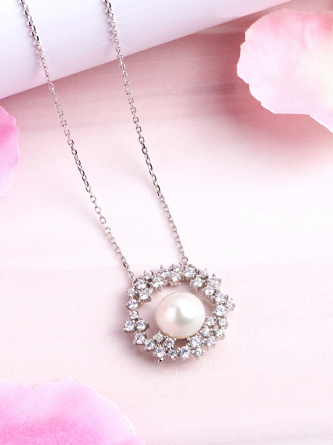 

Zavya 925 Sterling Silver Rhodium-Plated Pearl Necklace