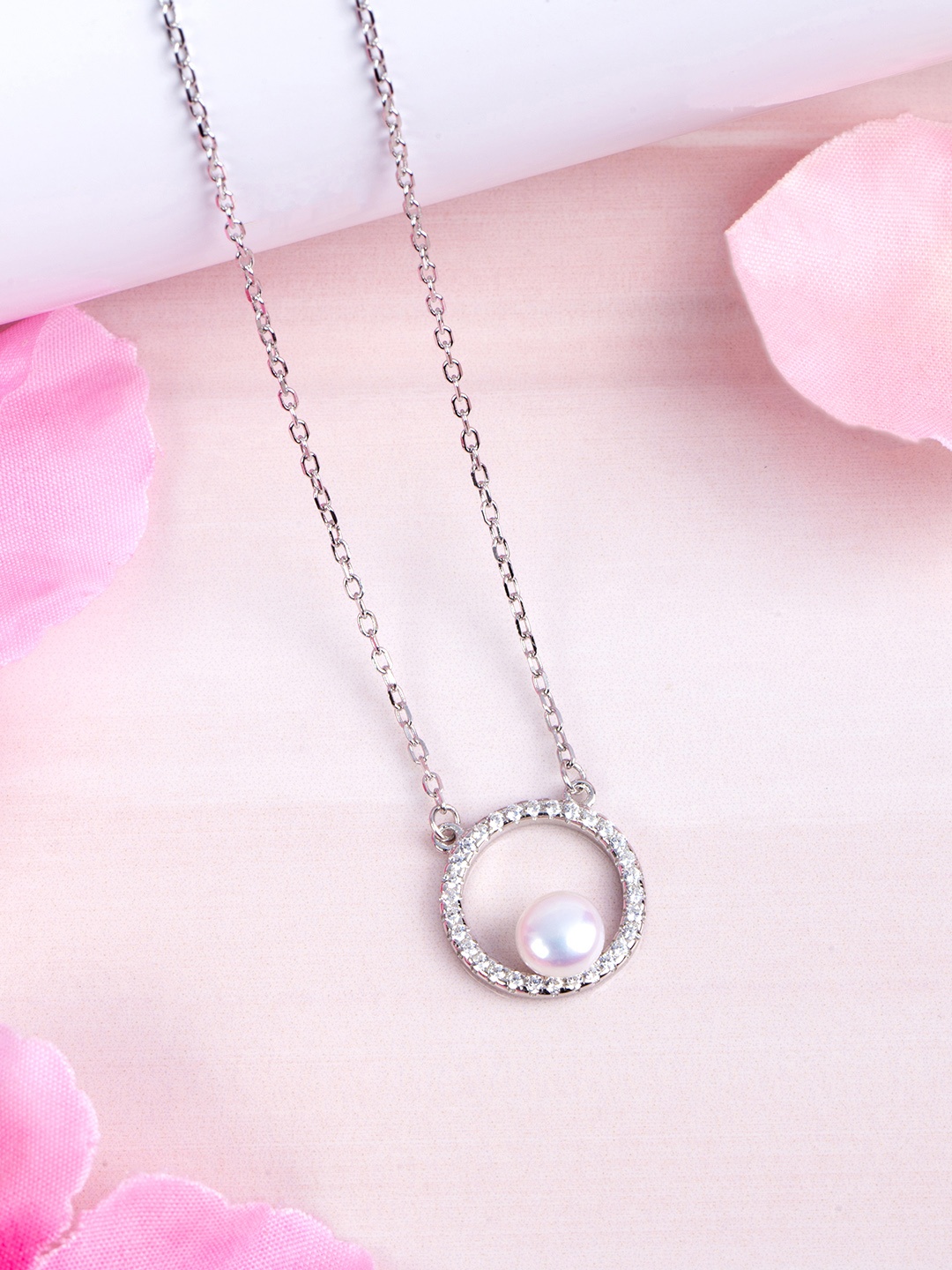 

Zavya 925 Sterling Silver Rhodium-Plated Pearl Necklace