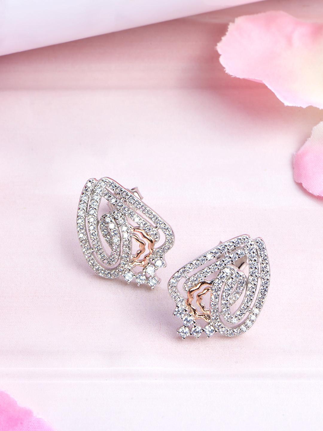 

Zavya 925 Pure Sterling Silver Rhodium-Plated CZ Contemporary Studs, Multi