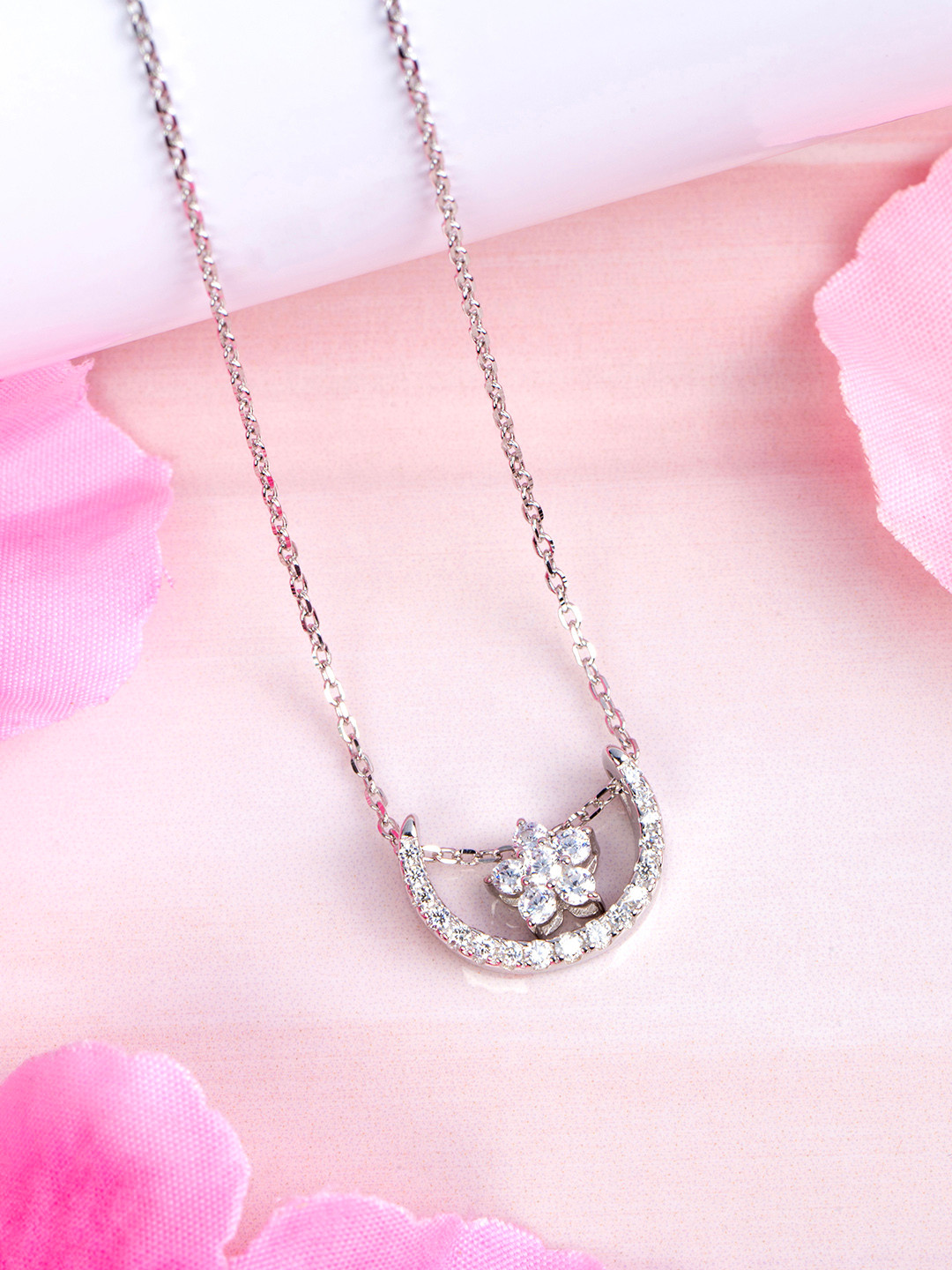 

Zavya 925 Sterling Silver Rhodium-Plated CZ Necklace