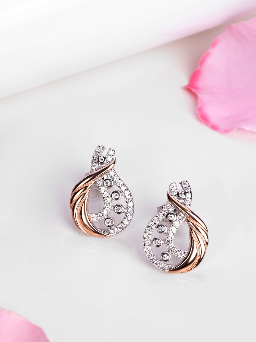 

Zavya 925 Pure Sterling Silver Rhodium-Plated CZ Teardrop Shaped Studs, Multi