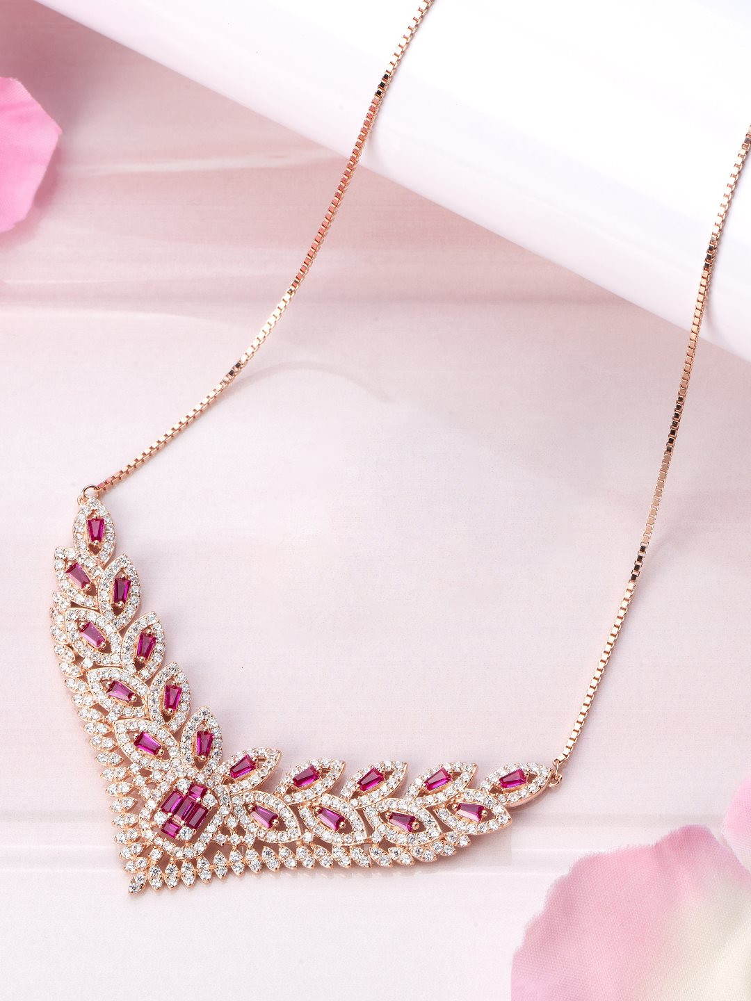 

Zavya 925 Sterling Silver Rose Gold-Plated CZ Necklace