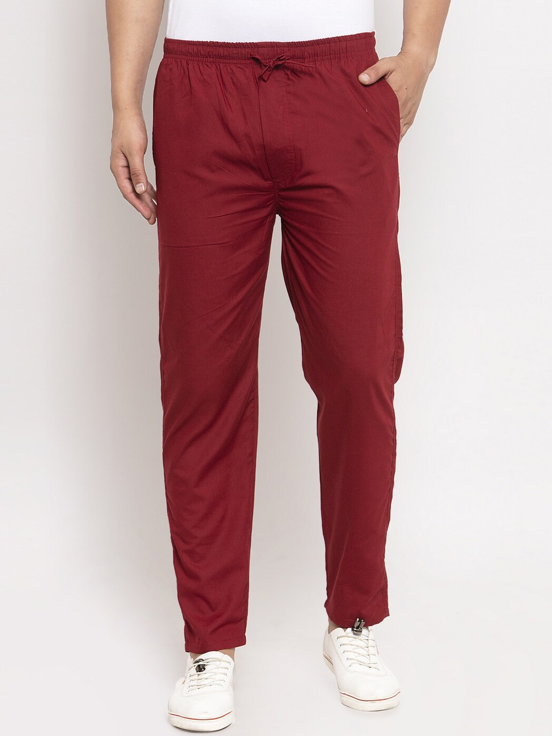 

JAINISH Men Pure Cotton Track Pants, Maroon