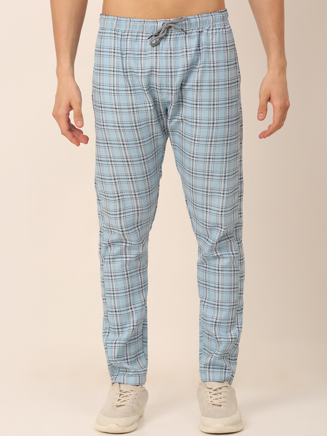 

JAINISH Men Checked Pure Cotton Track Pant, Blue