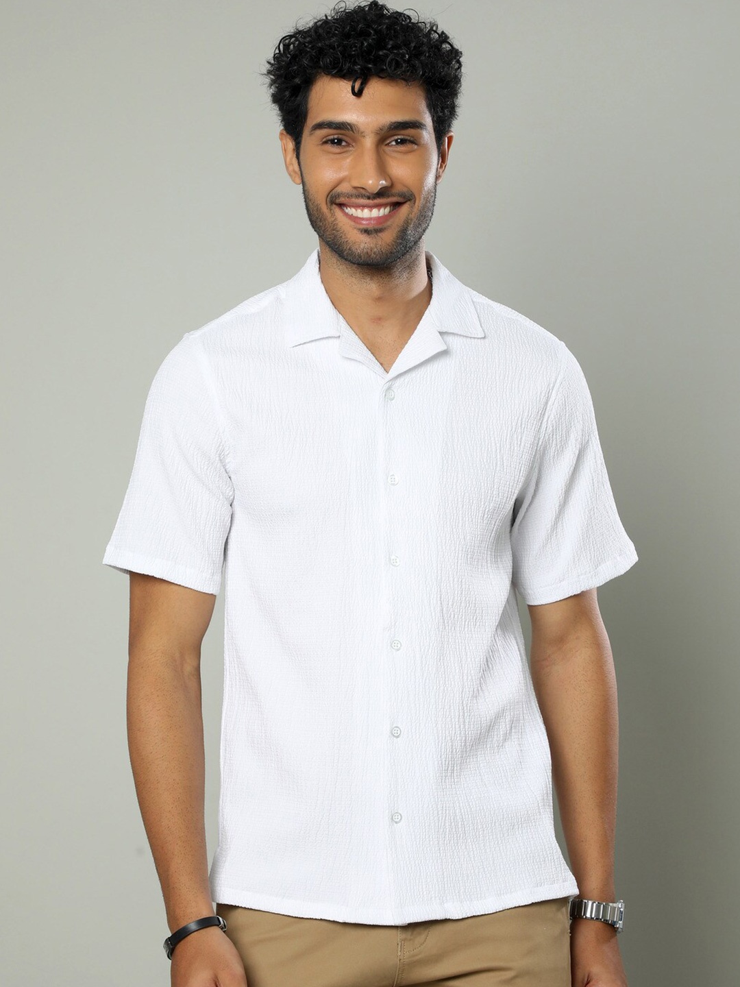 

FLY 69 Premium Boxy Fit Casual Shirt, White