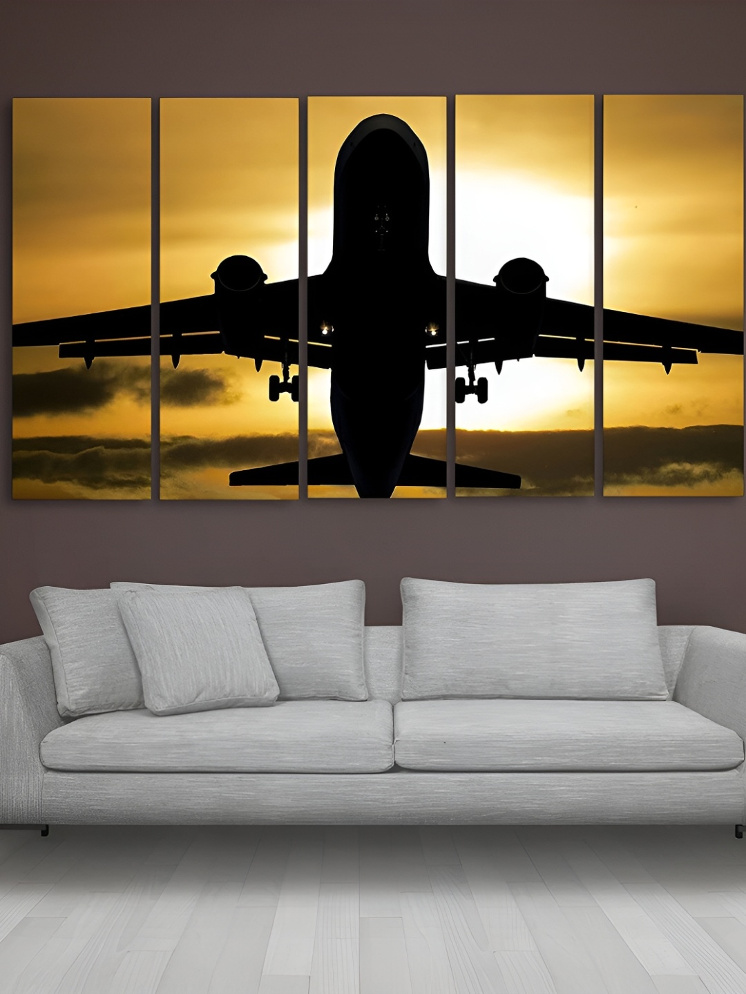 

Casperme Black & Beige 5 Pieces Wooden Paintings Wall Arts