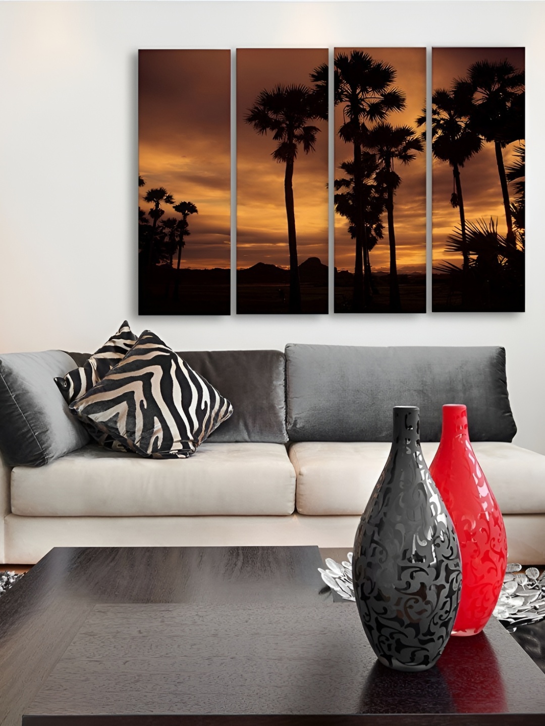 

Casperme Brown & Black 4 Pieces Modern Wooden Paintings Wall Arts