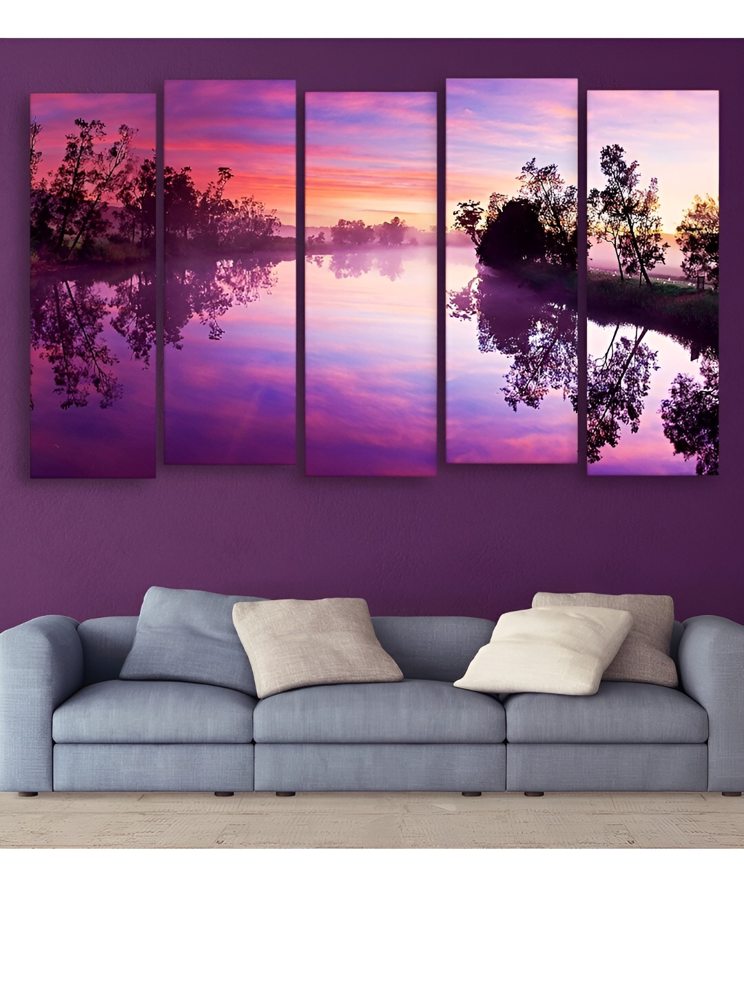 

Casperme Purple & Pink 5 Pieces Modern Wooden Paintings Wall Arts