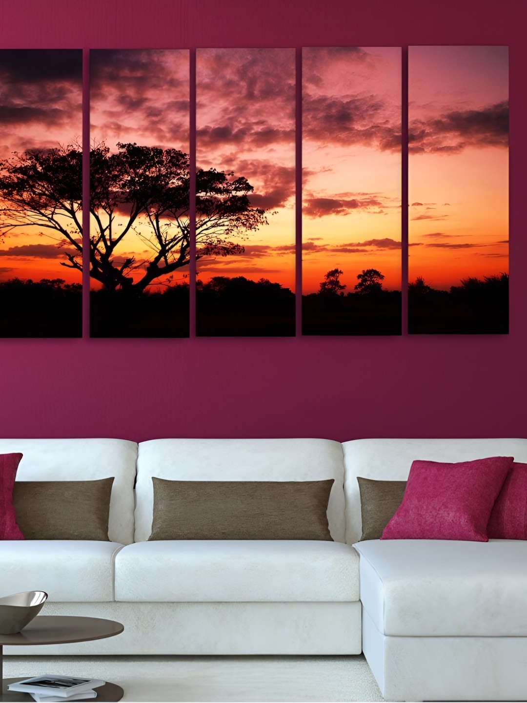 

Casperme Black & Orange 5 Pieces Modern Wooden Paintings Wall Arts