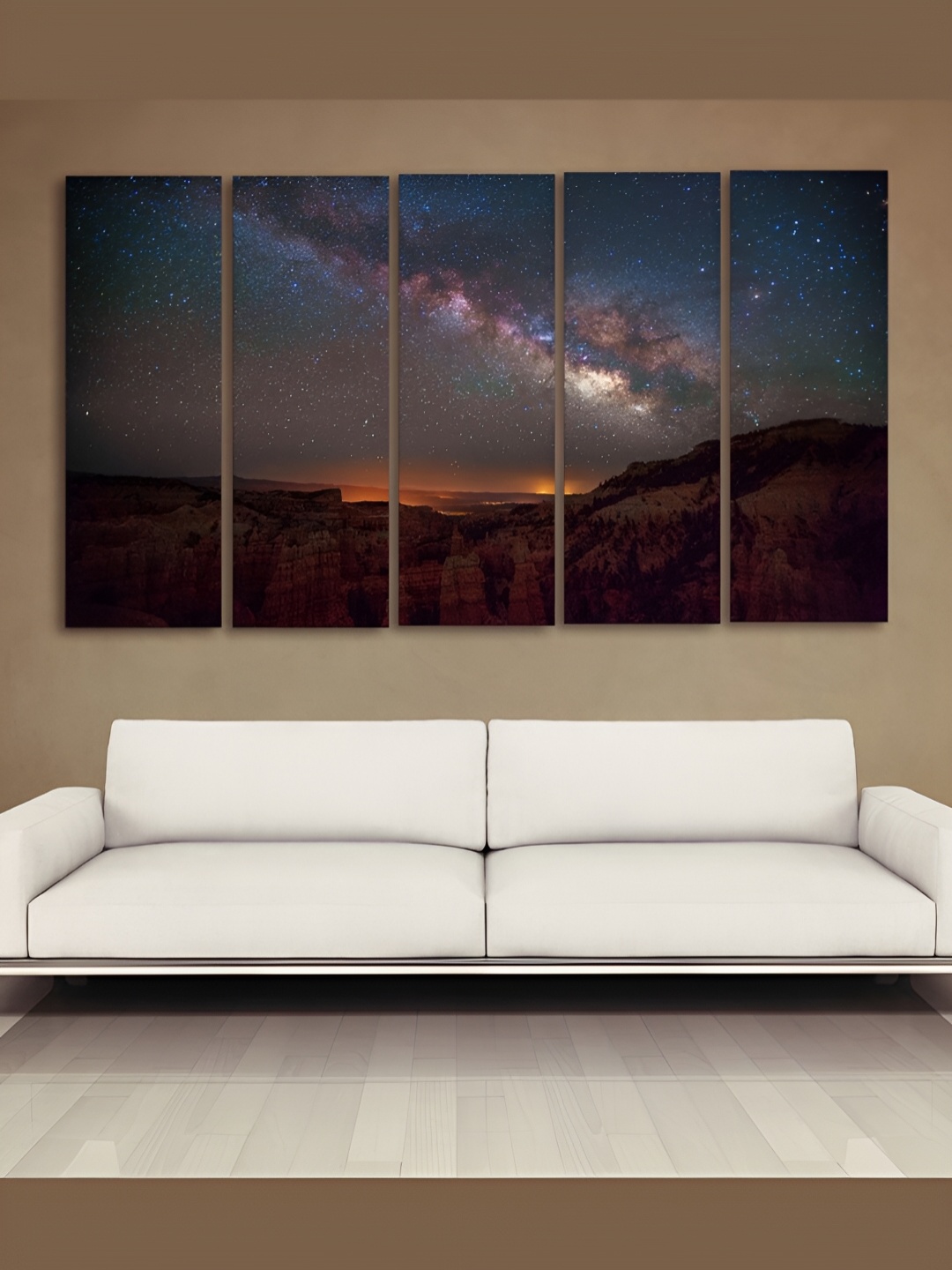

Casperme Brown & Blue 5 Pieces Modern Wooden Paintings Wall Arts