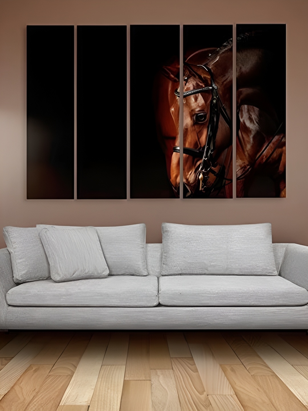 

Casperme Brown & Black 5 Pieces Horse Wooden Paintings Wall Arts