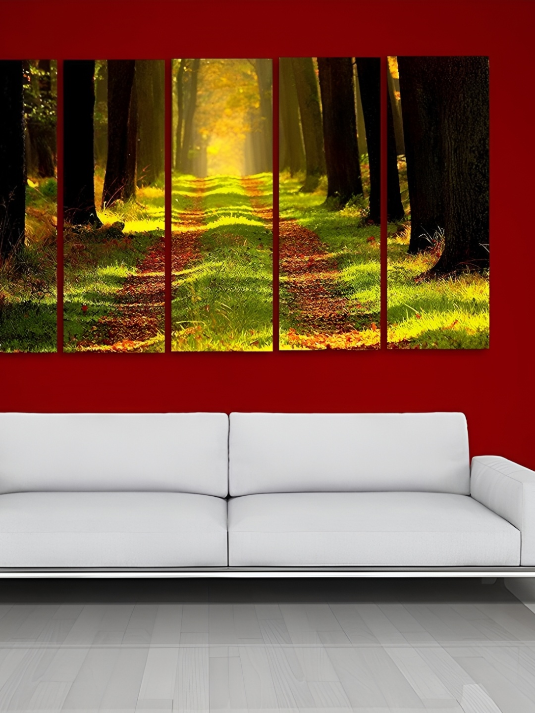 

Casperme Green & Brown 5 Pieces Modern Wooden Paintings Wall Arts