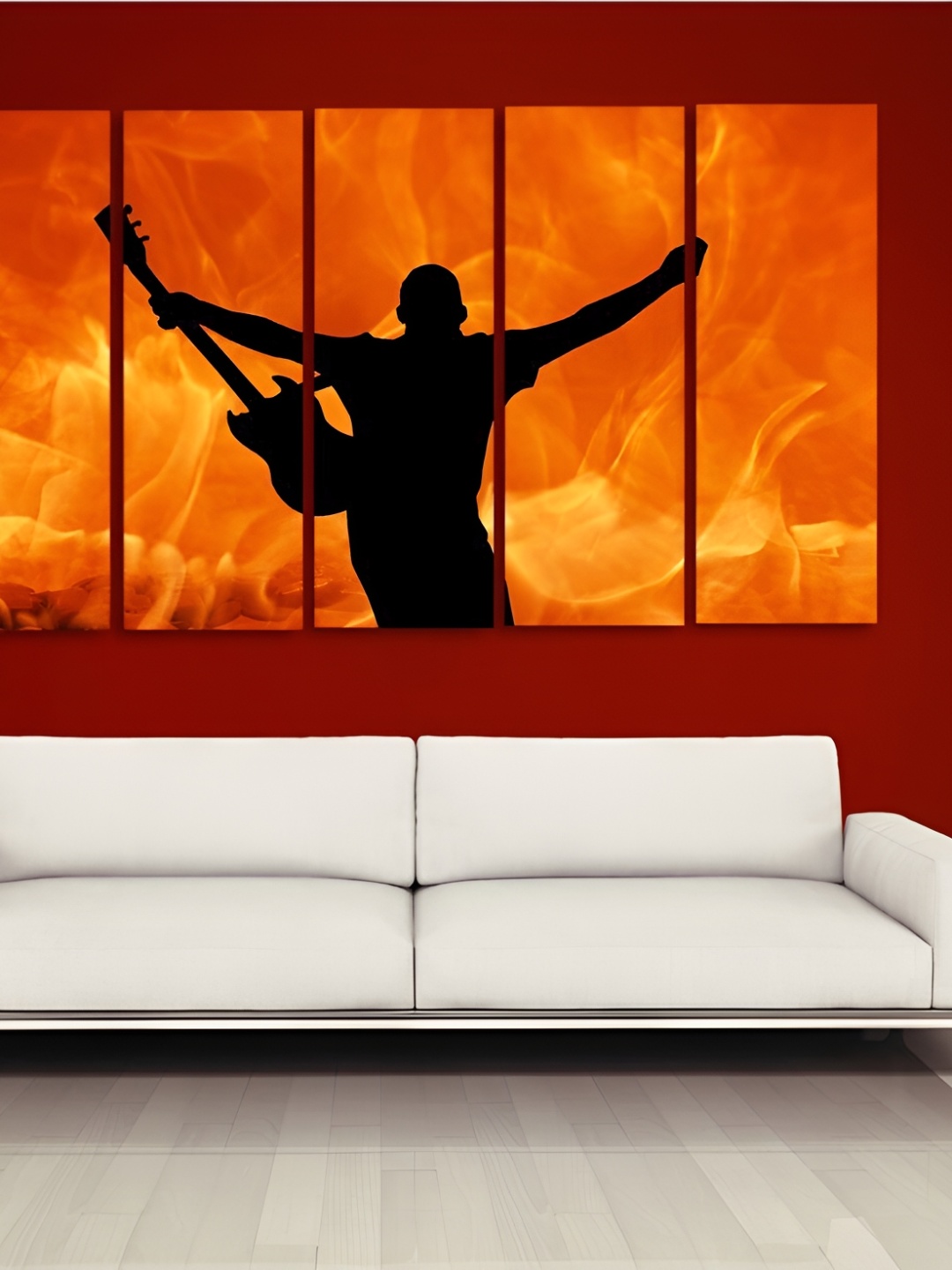 

Casperme Orange & Black 5 Pieces Modern Wooden Paintings Wall Arts