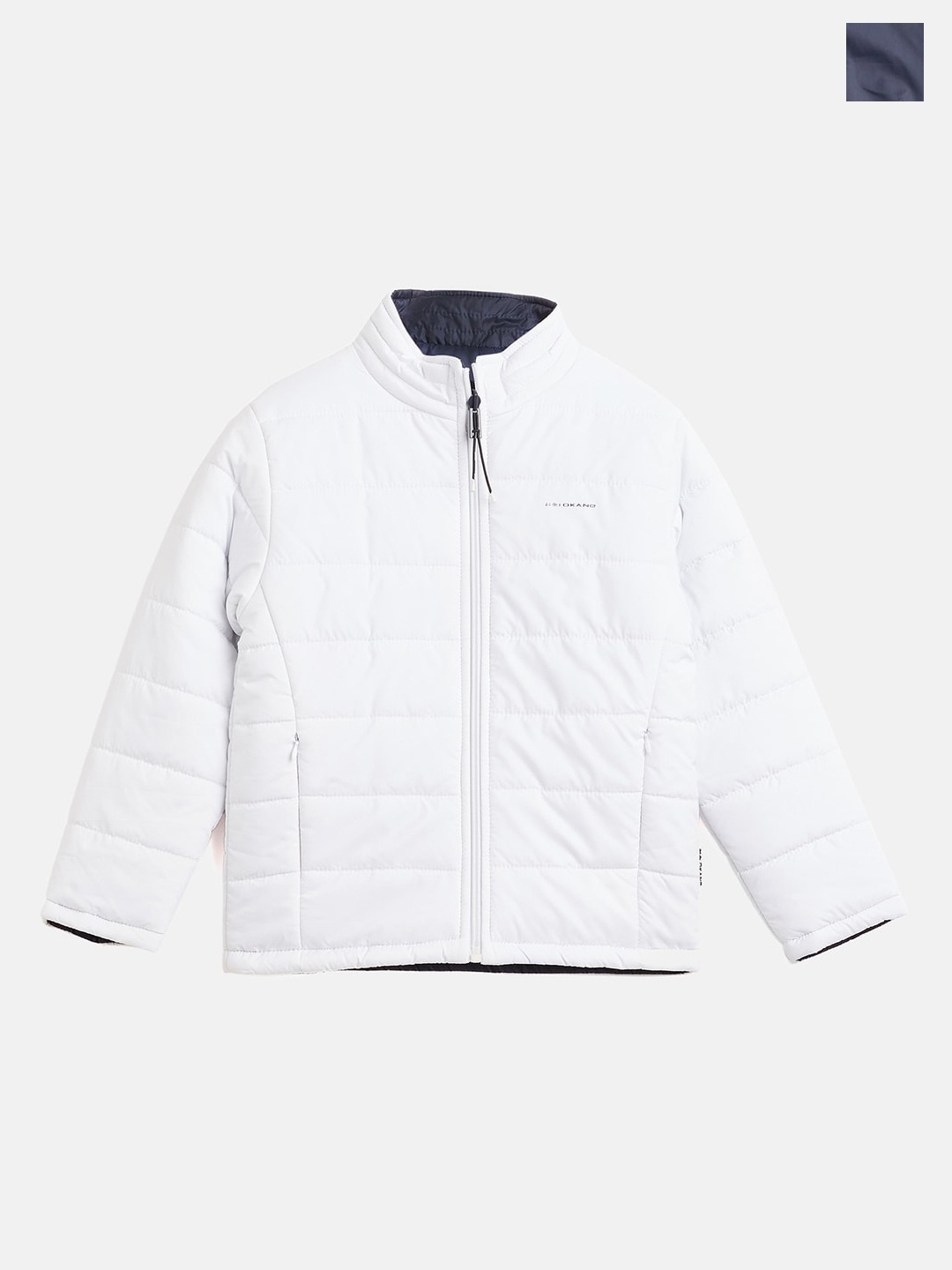 

Okane Boys Mock Collar Reversible Nylon Padded Jacket, White