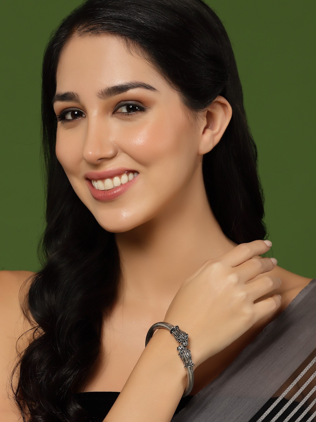 

Sanjog Silver-Plated Oxidised Adjustable Bracelet