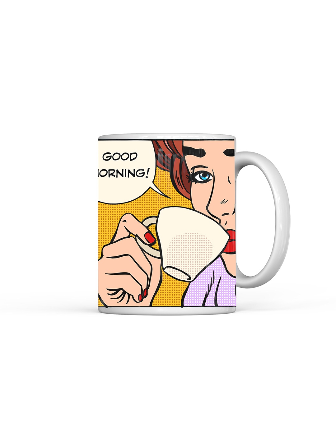 

Home Decor Expert White & Yellow Cartoon Printed Ceramic Glossy Mug 300ml