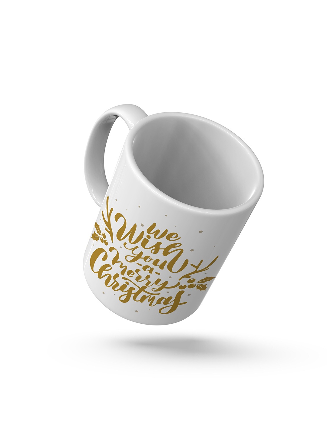 

Home Decor Expert White & Gold Toned Christmas Typography Printed Ceramic Glossy Mug 300ml