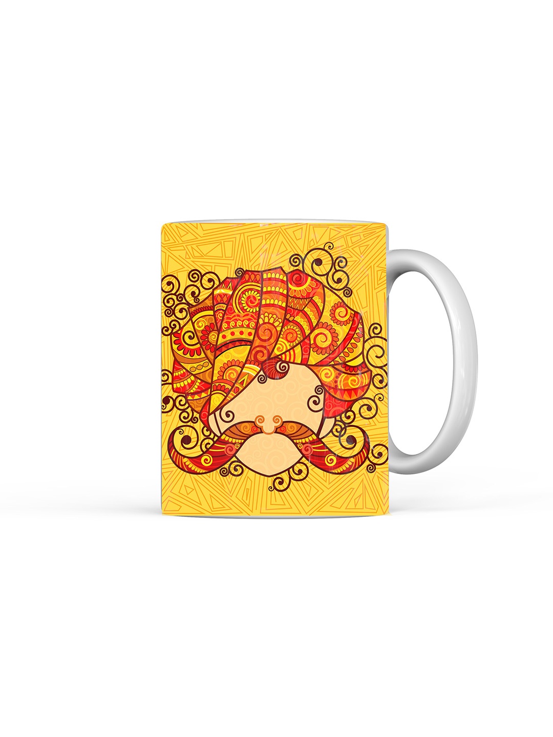 

Home Decor Expert White & Yellow Printed Ceramic Glossy Mugs 300ml