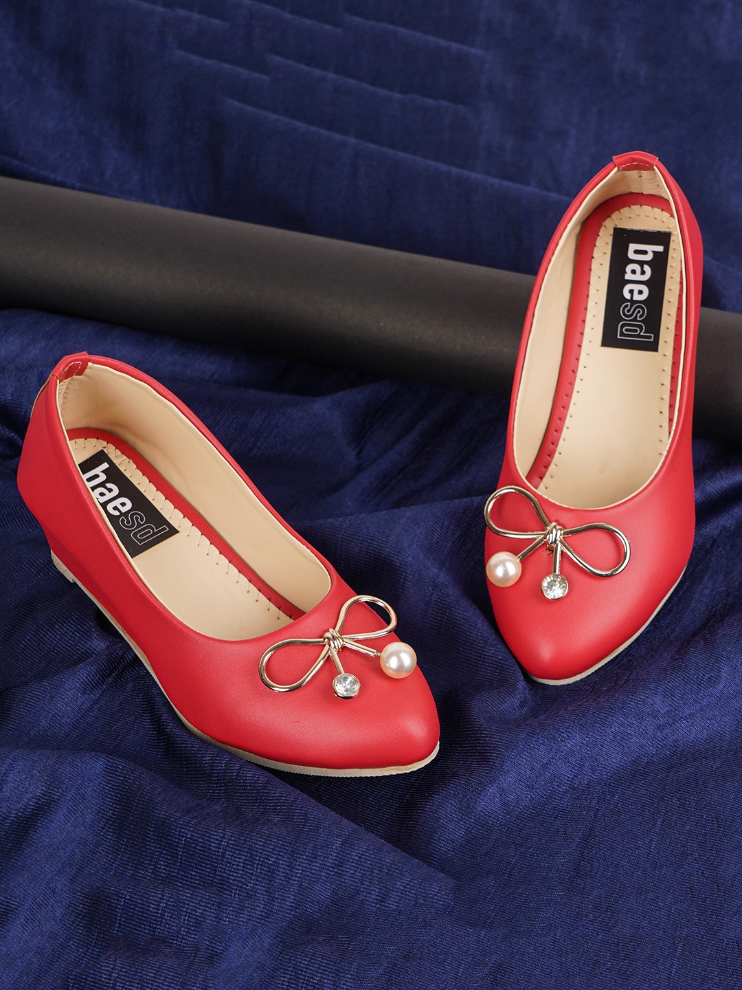 

BAESD Girls Pointed Toe Wedge Pumps With Bows, Red