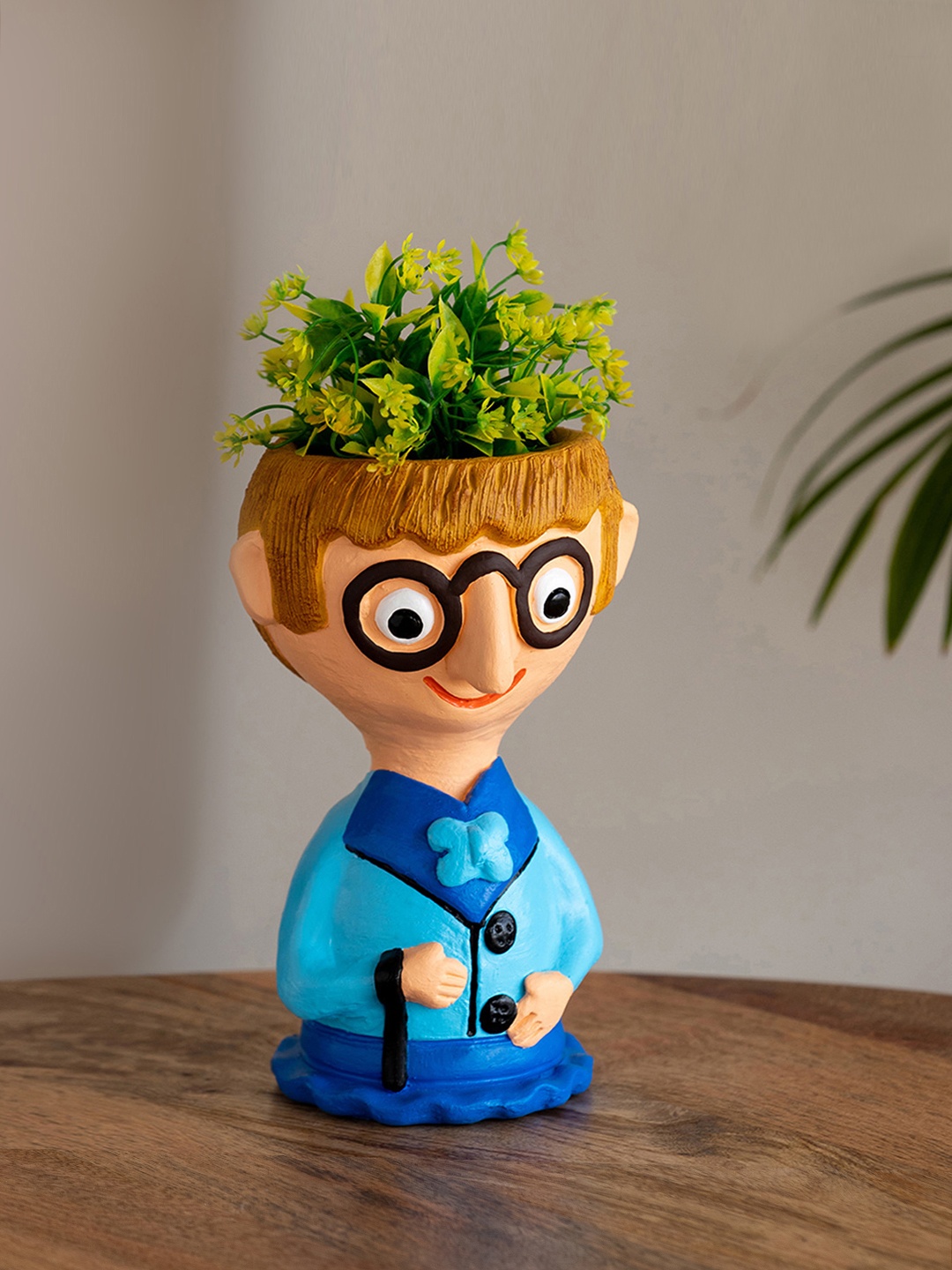 

ExclusiveLane Blue Nerdy Boy Terracotta Table Planter Flower Pot