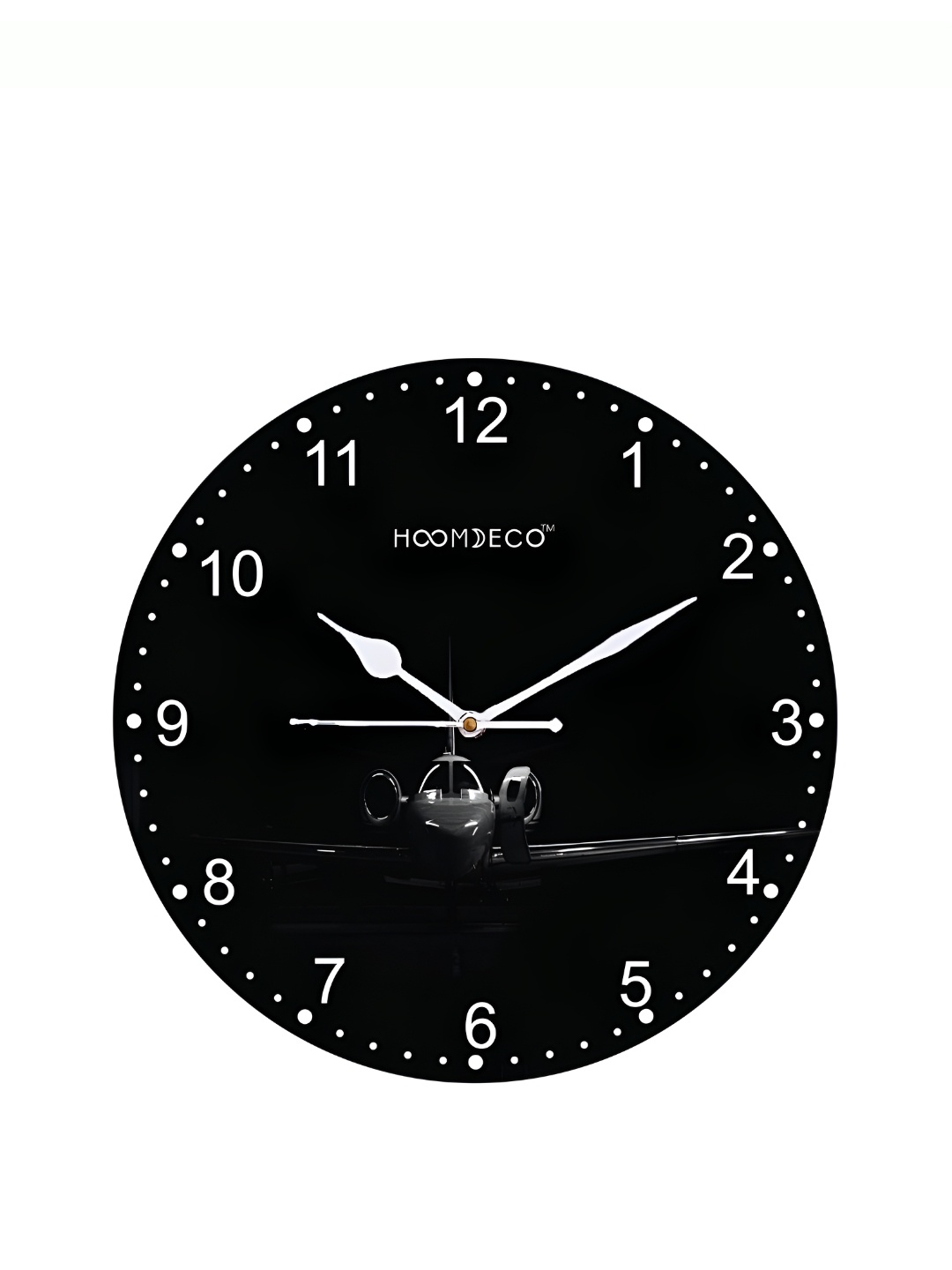 

HOOMDECO Black & White Printed Round Shaped Contemporary Wall Clock