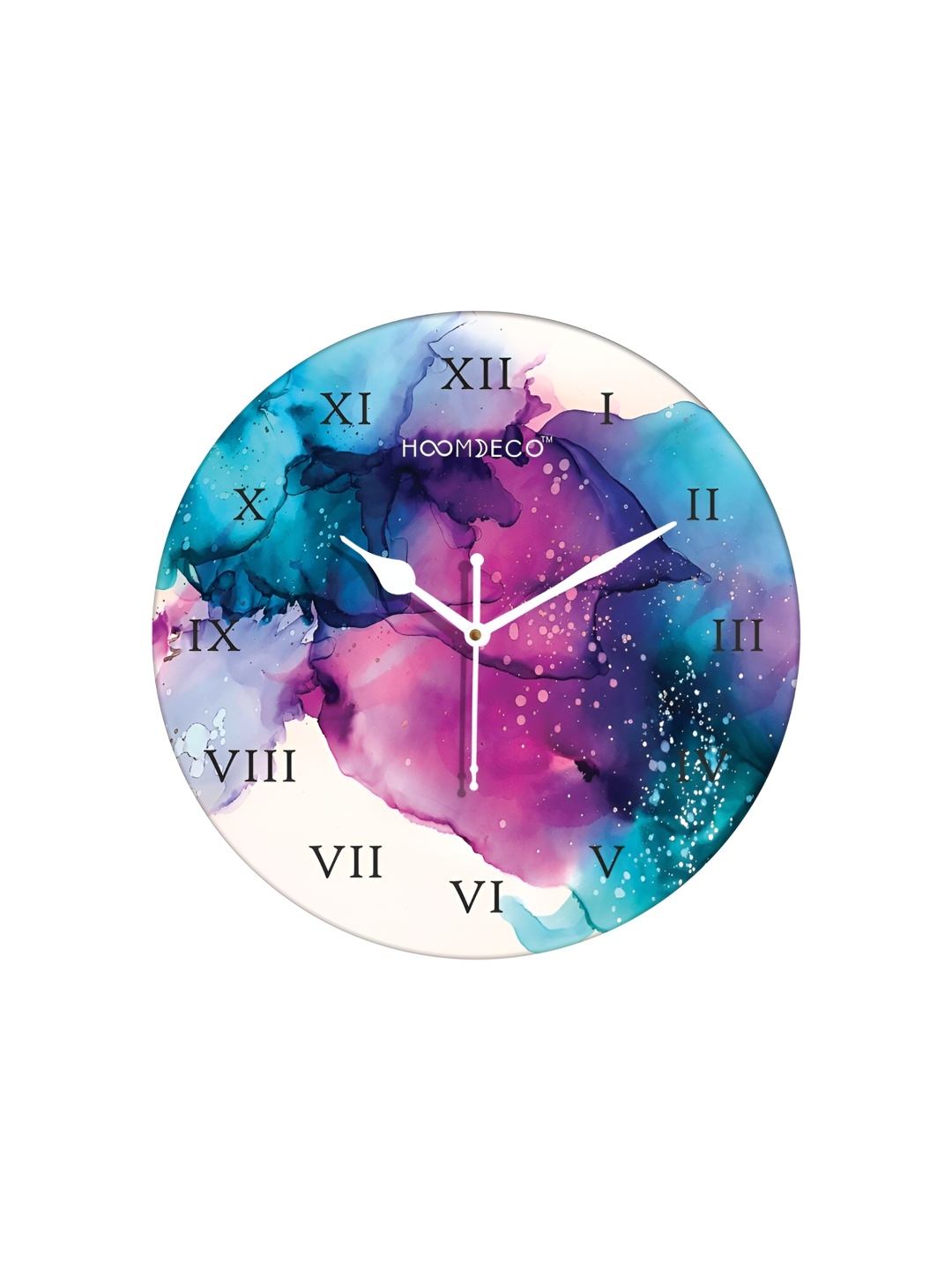 

HOOMDECO Pink & Blue Printed Round Shaped Contemporary Wall Clock